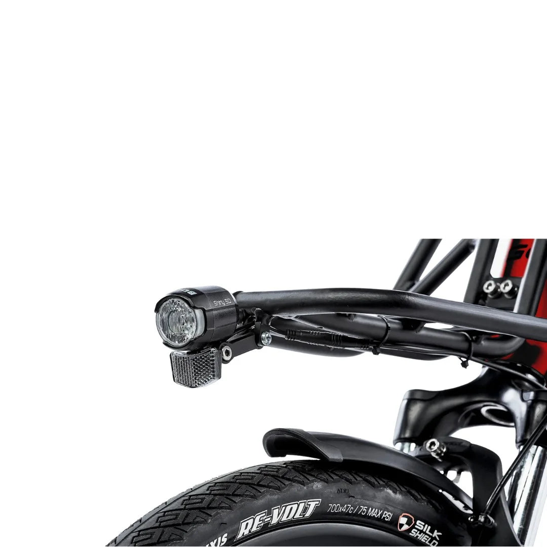 Close-up of integrated rear rack and light on the iGO Core Elite 3D E-Bike above the rear wheel