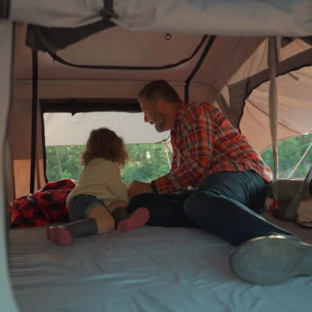 Enthuze 2 Person Rooftop Tent from the inside