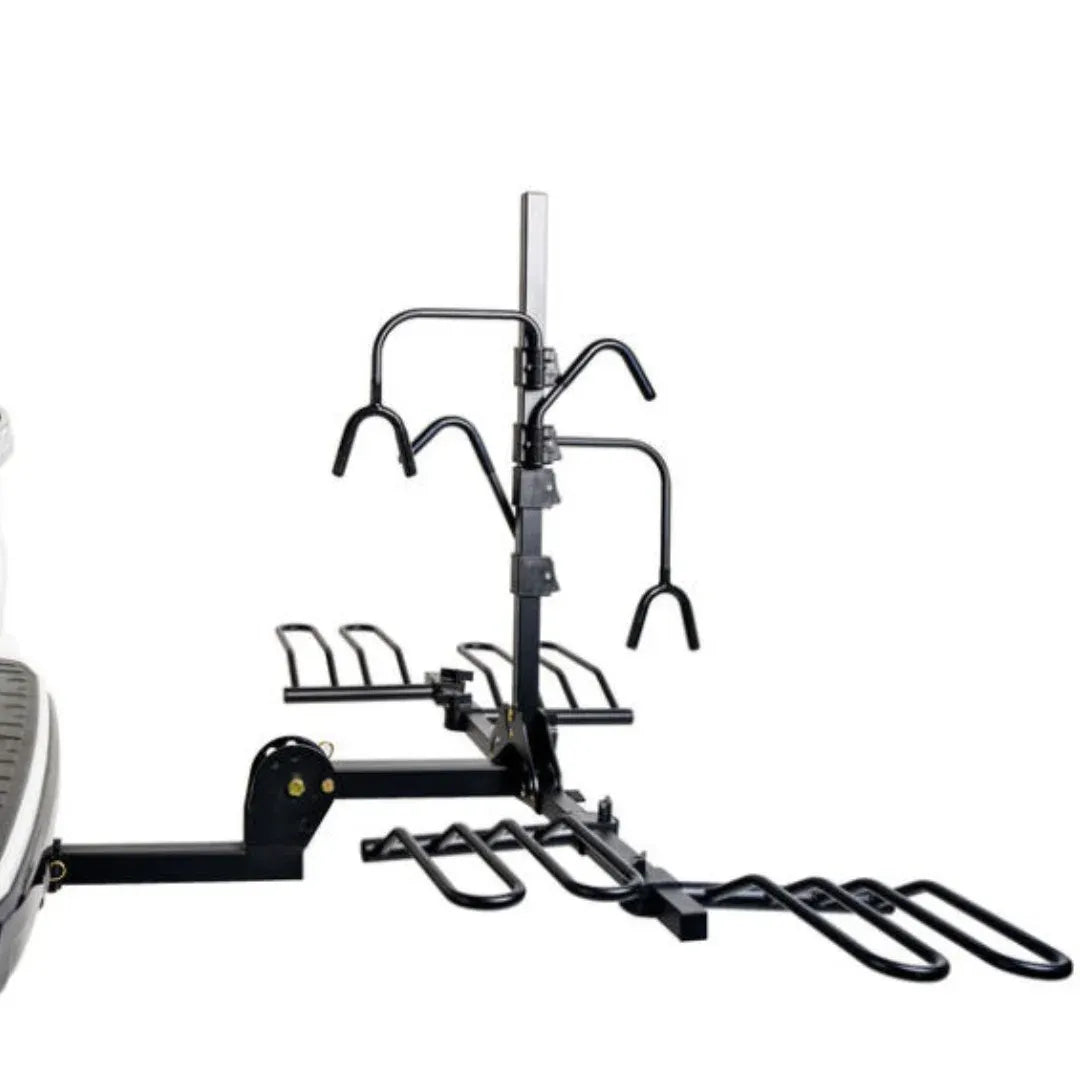 Enthuze Hitch Mounted 4 Bike Platform Rack attached to car