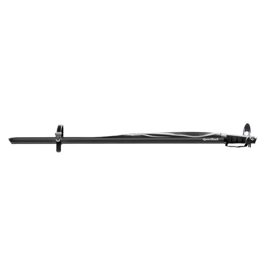 SportRack Downshift Plus bike carrier shown isolated on white background, highlighting aerodynamic design and lockable skewer