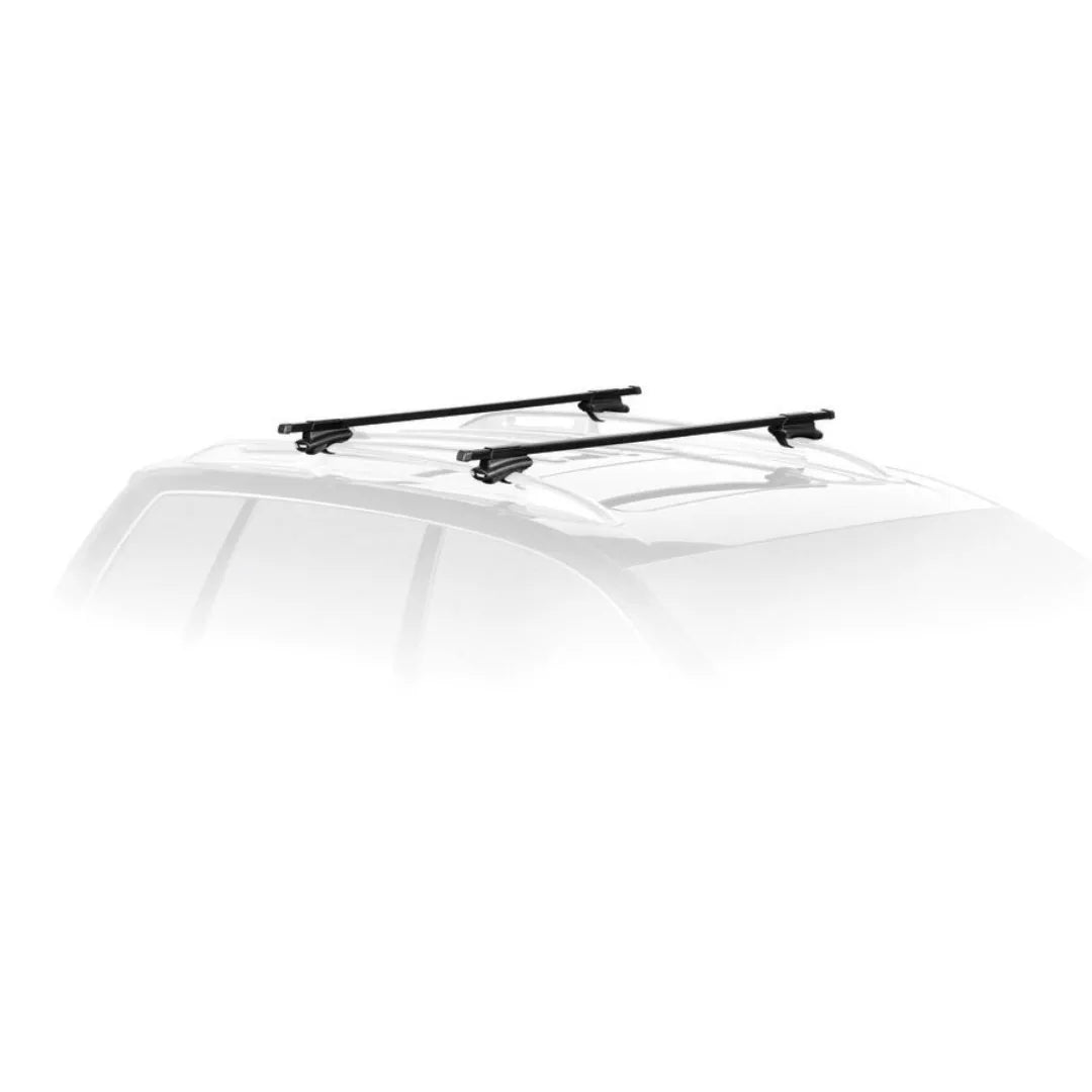 Thule 450 CrossRoad Foot Pack with crossbars installed on a vehicle’s raised side rails