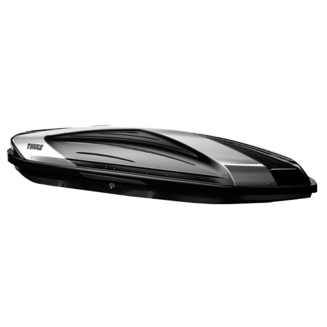 Rear angled view of the Thule Hyper XL, highlighting its low-profile and streamlined shape.
