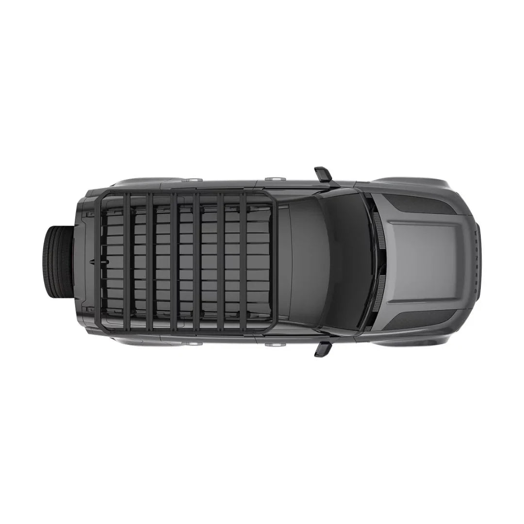 Top-down image showing the Caprock installed on a vehicle roof, showcasing mounting coverage.