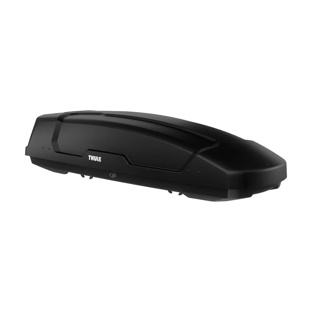 A side profile of the Thule Force XT Sport rooftop cargo box on a white background.