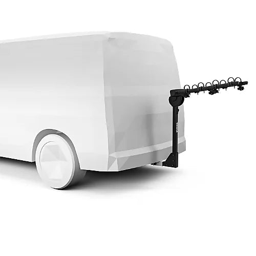 Thule Range Hitch Bike Rack mounted on van – 4-bike capacity, compatible with RVs and SUVs