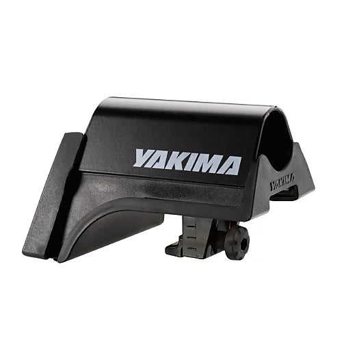 Yakima RailGrab tower close-up showing strong clamp design for raised and flush factory side rails on vehicle roof