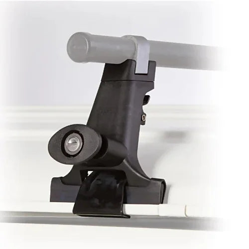 Yakima 1A Raingutter installed on rain gutter with round bar – secure roof rack base