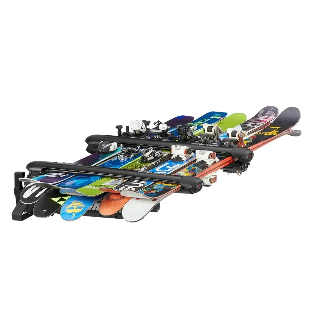 Yakima EXO SnowBank holding 5 sets of skis