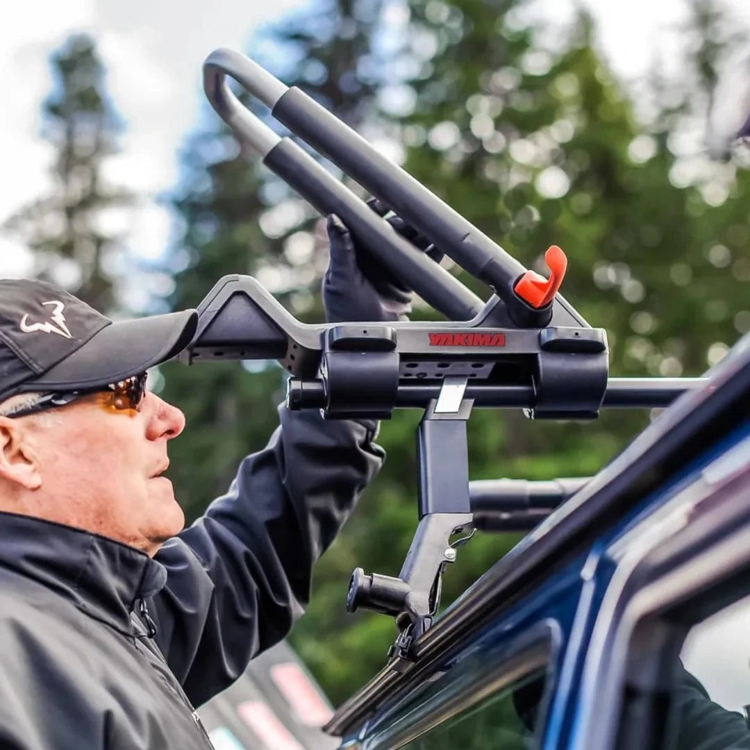 Yakima JayLow Kayak Mount used by man in nature