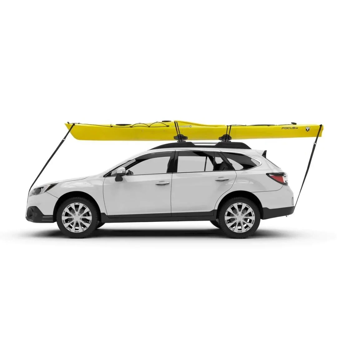 Yakima SweetRoll Kayak Saddles with kayak strapped to car