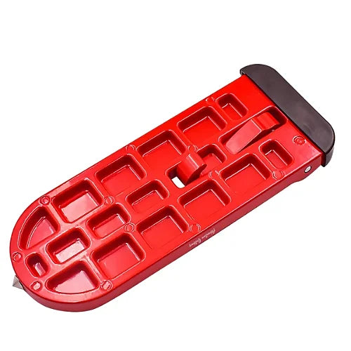 AO 2.0 car door step in red showing bottom anti-slip grid for stability and strength