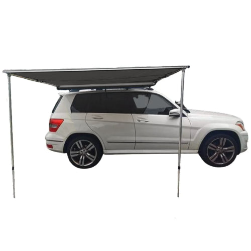 AO Rooftop Awning With LED Lights mounted on luxury SUV for stylish shade and outdoor protection