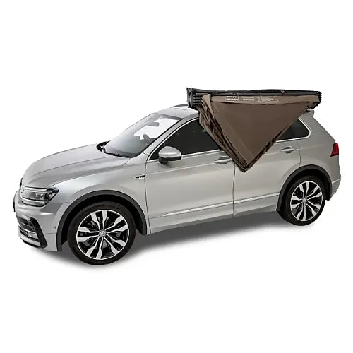 Rhino-Rack Batwing Compact Awning shown packed on vehicle ready for travel