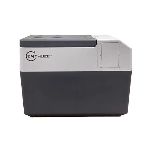 Enthuze Portable Refrigerator side profile with Enthuze logo