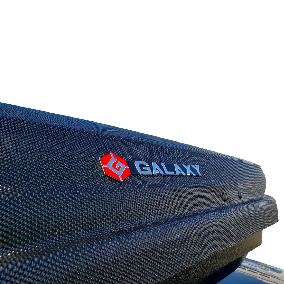 Close-up of Galaxy logo and textured cargo box surface