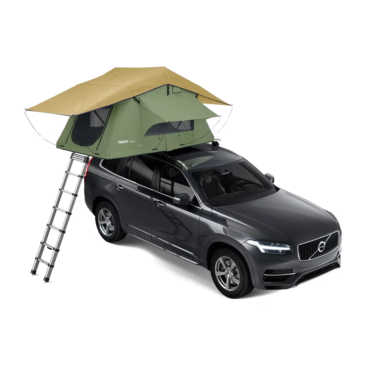green Thule Tepui Explorer Kukenam Roof Tent set up on car roof