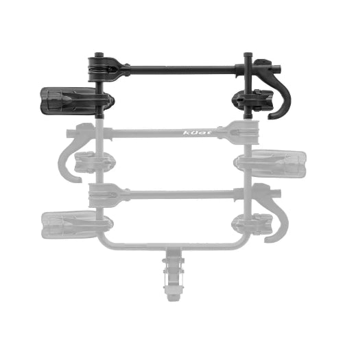 Top view of Küat Transfer v2 Add-On showing single bike rack extension arm connected to base rack