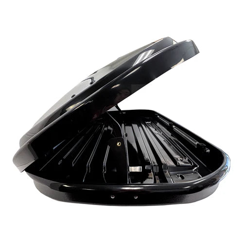 Low profile alpine cargo box side opening design with easy-access wide loading capacity