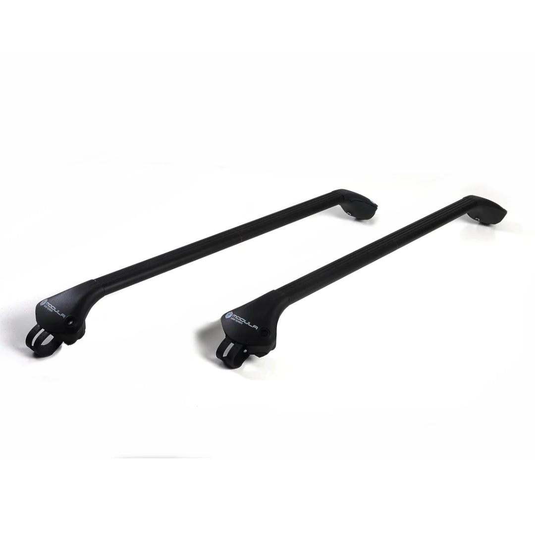 Two Modula Multi-Fit Crossbars aligned side by side with pre-attached mounts.