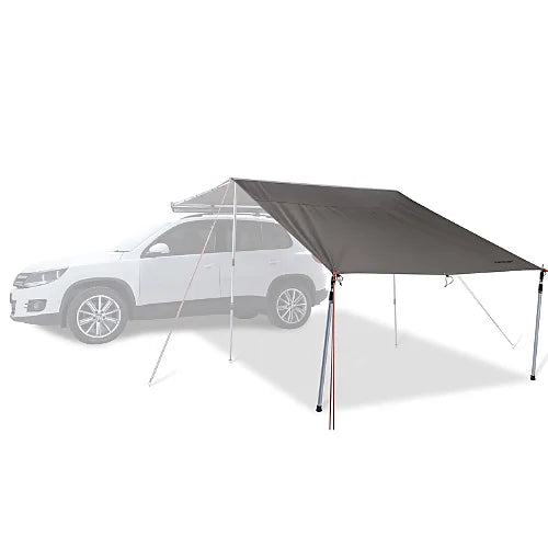 Angled view of Rhino-Rack 2.0m awning extension mounted to awning