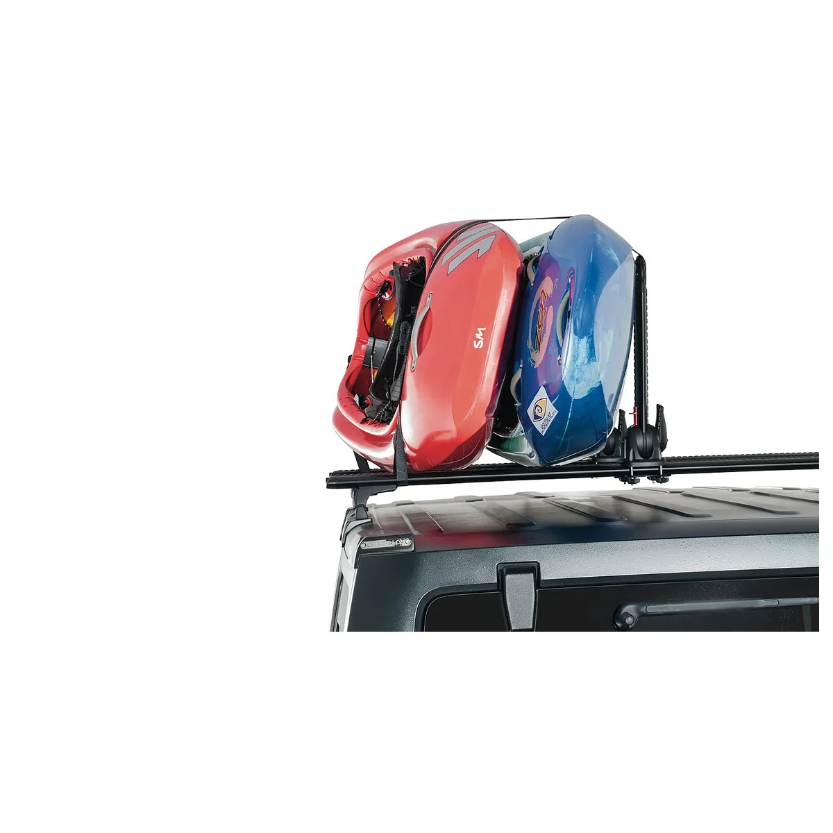 Rhino-Rack Nautic Stack transporting four kayaks on a vehicle roof