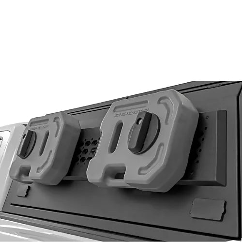 Rough Country modular bed cap MOLLE panels with gear storage mounted for overlanding