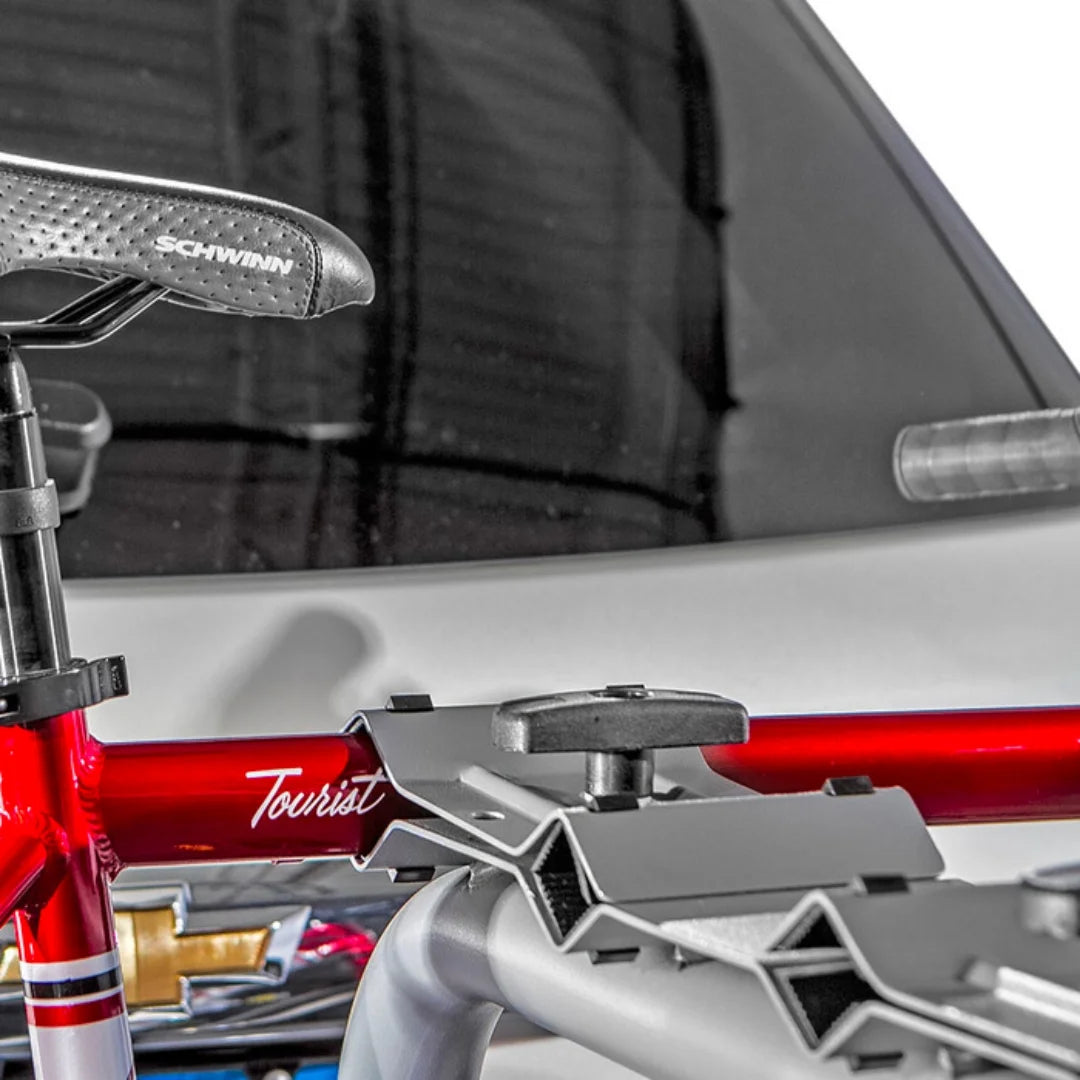 Bicycles secured on SportRack Pathway Tow Ball carrier mounted at rear of vehicle