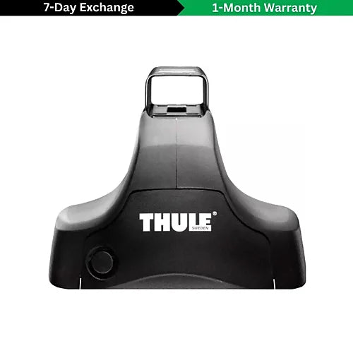 Front close‑up of Thule 480 Traverse Foot Pack with 7‑day exchange / warranty banner