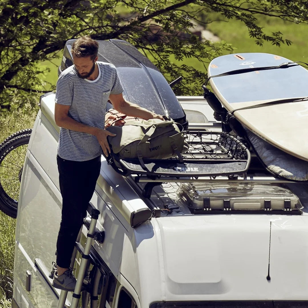 Thule Canyon XT Cargo Basket
 on car with surf boards