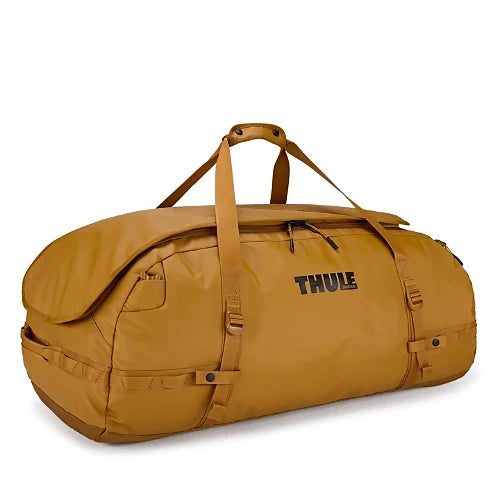 Thule Chasm 130L duffel bag in gold large capacity travel bag for sport