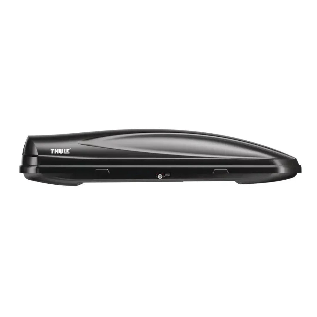 side view of Thule Convoy XT cargo box mounted on white background
