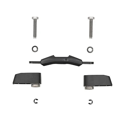 Disassembled Thule rooftop tent mounting brackets with bolts and parts