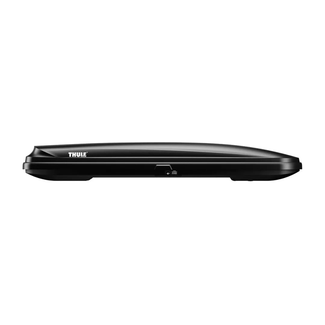 Low-profile side view of Thule Pulse box, highlighting its slim design.