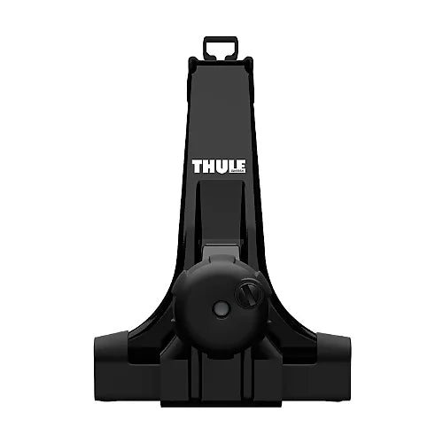 Close-up of Thule Rapid Gutter High Foot Pack foot with Thule logo and lock housing