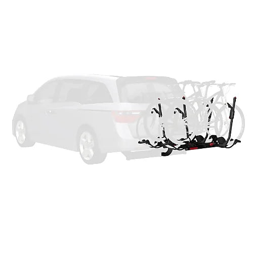 Yakima HoldUp +2 Add-On Bike Rack installed on hitch-mounted vehicle carrying four bikes
