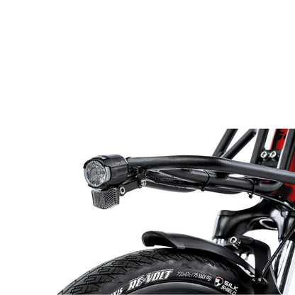 Close-up of integrated rear rack and light on the iGO Core Elite 3D E-Bike above the rear wheel