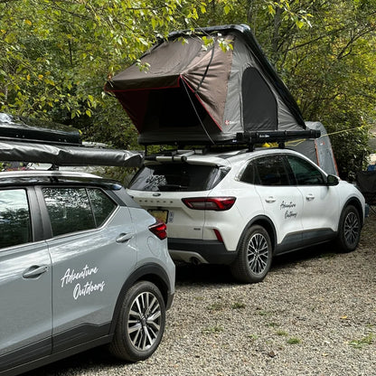  ABS Wedge Clamshell Rooftop Tent on car in forest