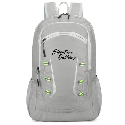 Light grey Adventure Outdoors foldable hiking backpack shown front-facing
