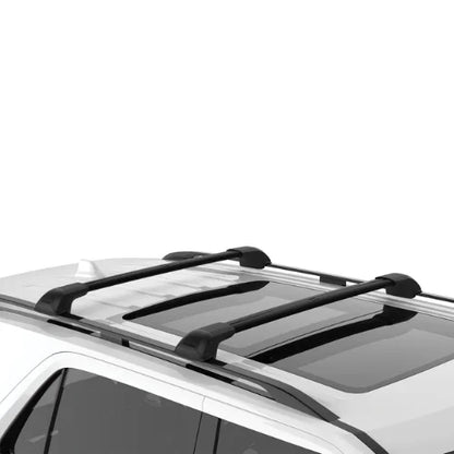 Roof rack system on a car with a white background