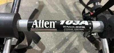 Side view of Allen 103A logo on bike rack with mounting hardware
