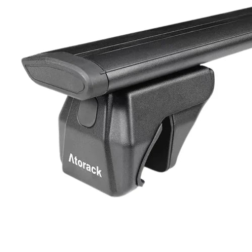 Black car roof rack with Atorack branding on a white background
