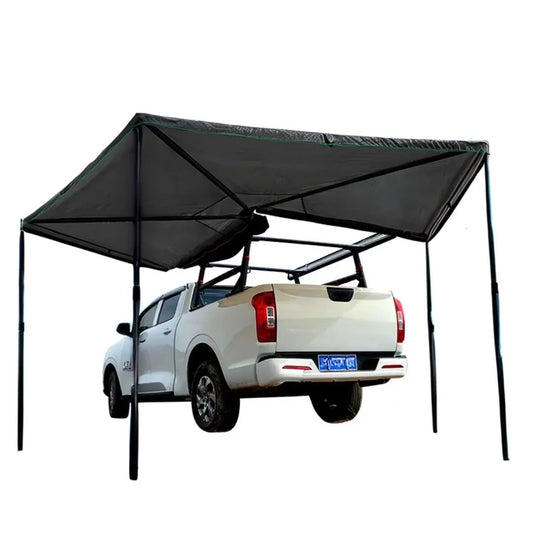 BatShade AO LED Rooftop Awning with car parked under 