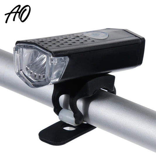 AO LED headlight with Adventure Outdoors logo mounted on handlebar
