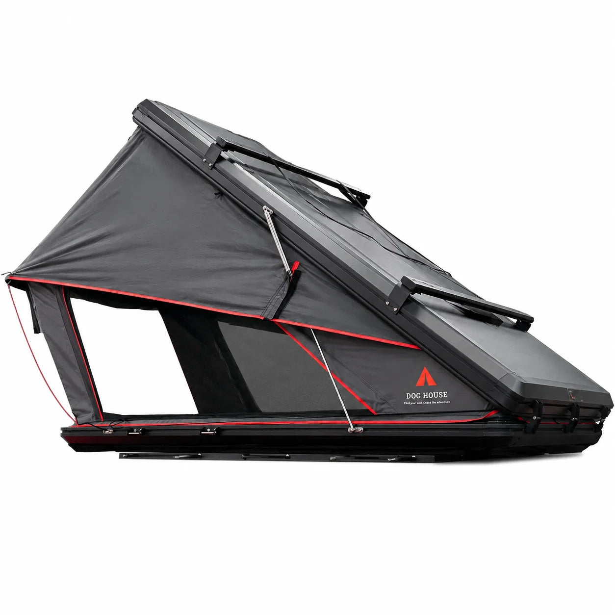 Open Doghouse Headlands aluminum hardshell rooftop tent with telescopic ladder and rainfly