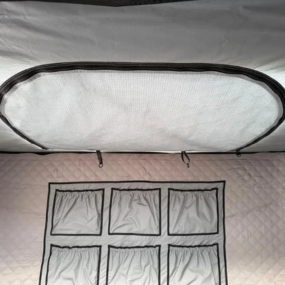 rooftop tent skylight window with storage compartments