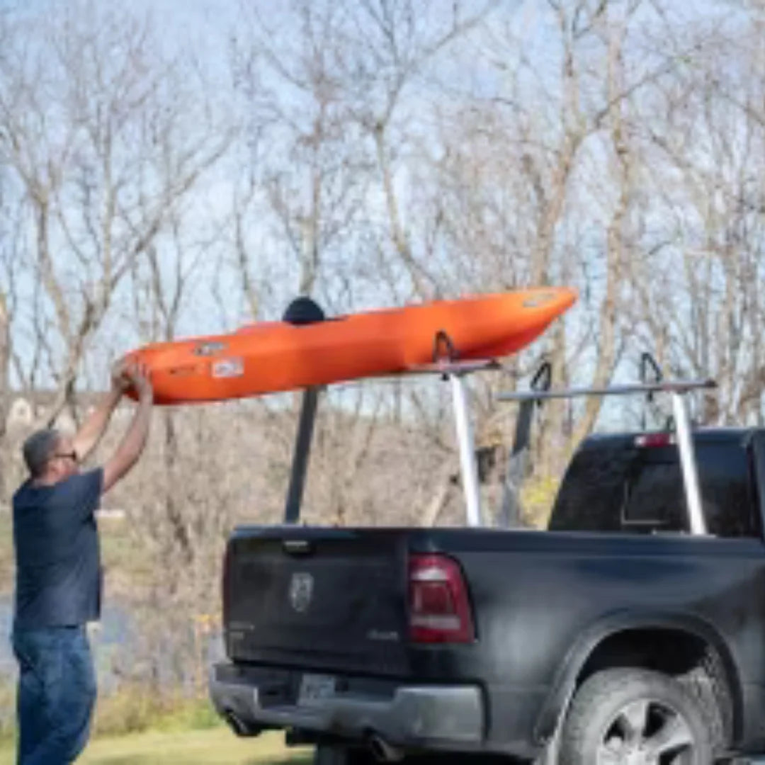 Erickson Aluminum Truck Bed Rack
 on truck with man loading kayak 