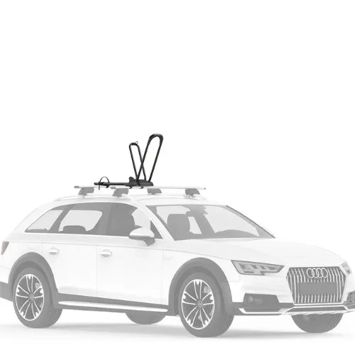 White Audi car with a roof rack on a white background