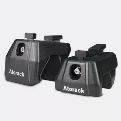 Two black Atorack camera accessories on a light gray background