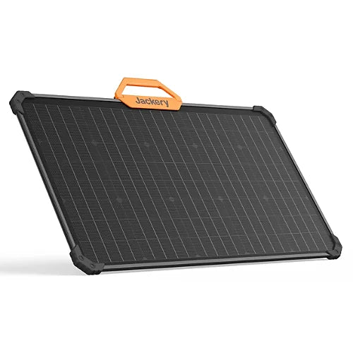 Jackery SolarSaga 80W Solar Panel monocrystalline portable folding solar charger for outdoor camping and RV power stations on a white background