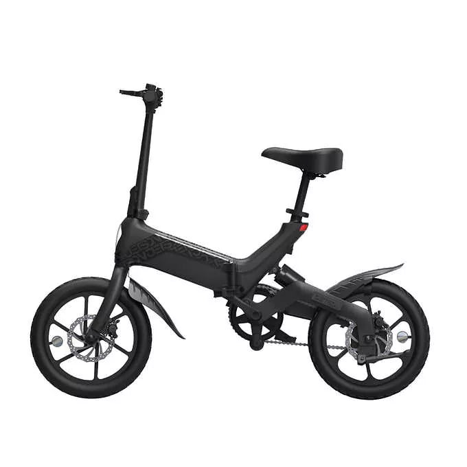Jetson Haze black foldable electric bike in upright position